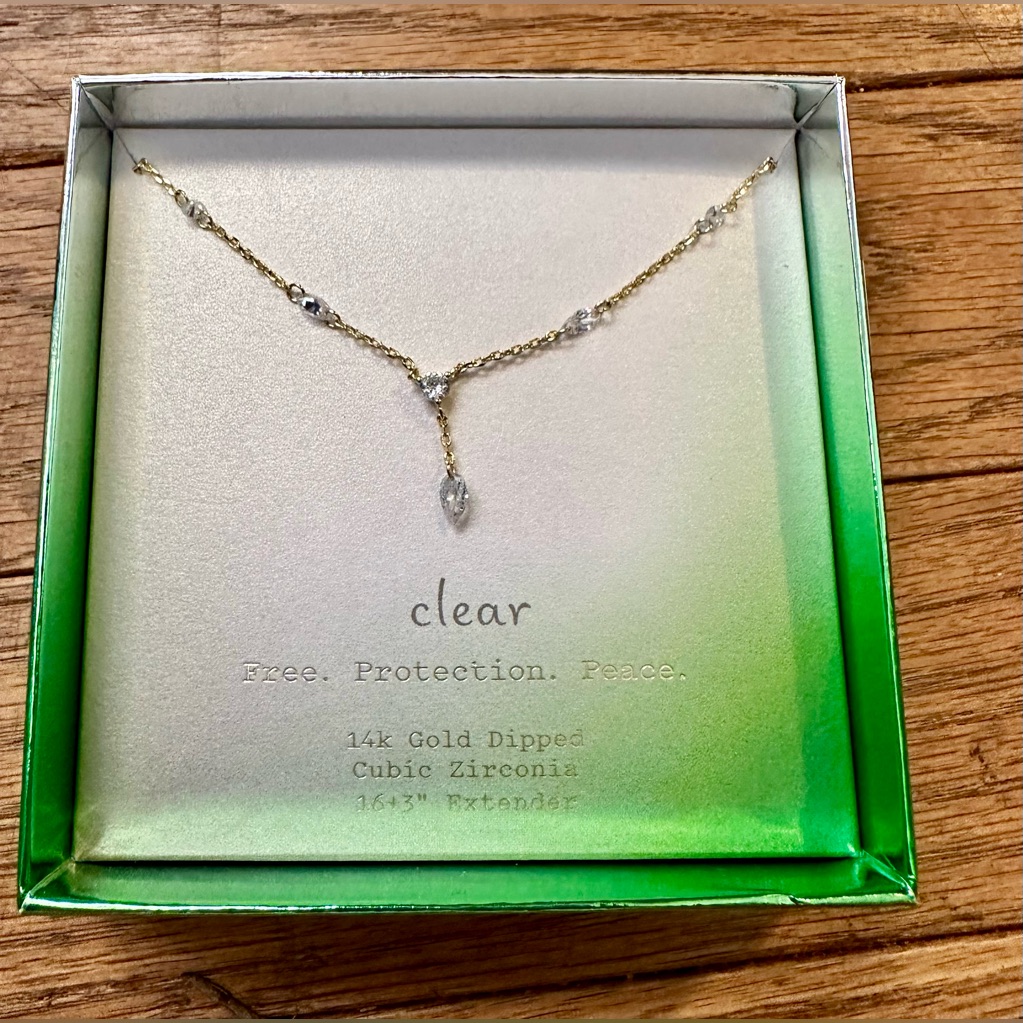 A New Day Gold Dipped Clear Crystal Y-Drop Necklace